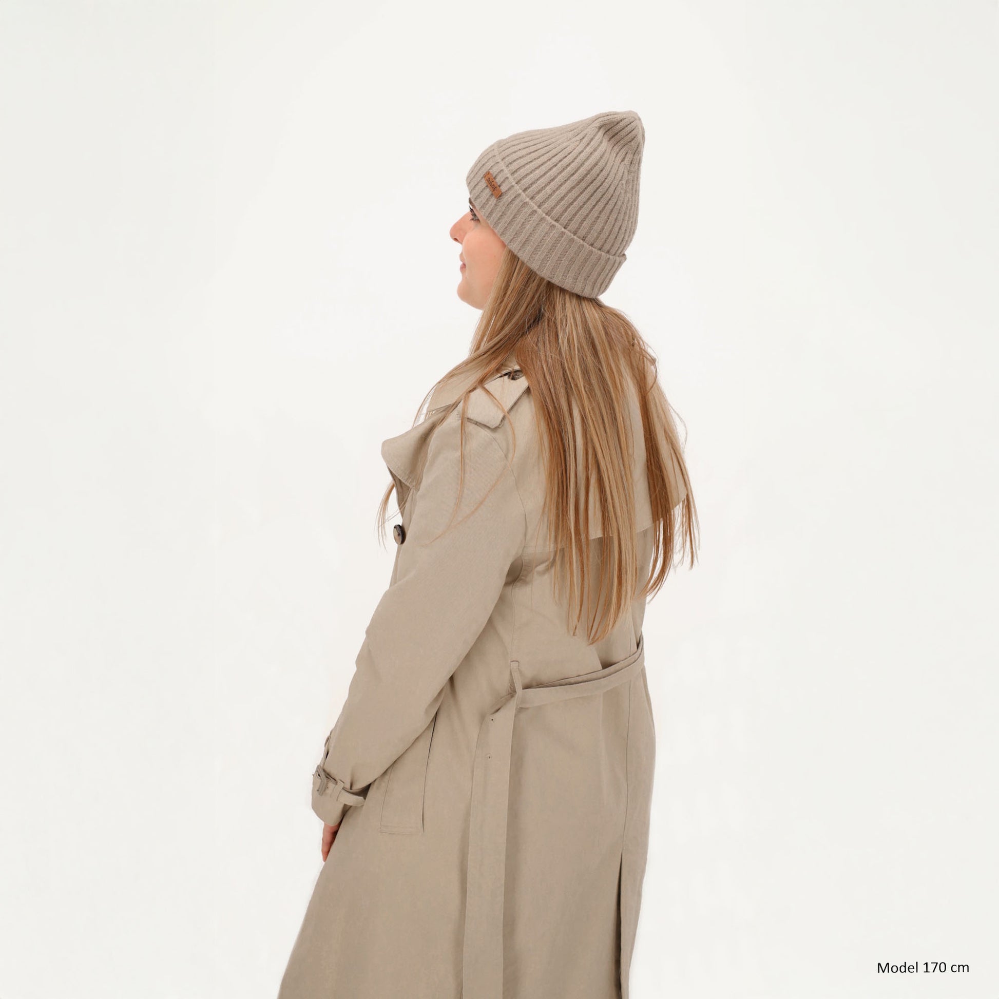 Wintermütze Beige 22x23,5cm mit Zopfmuster - leder-accessoires.com