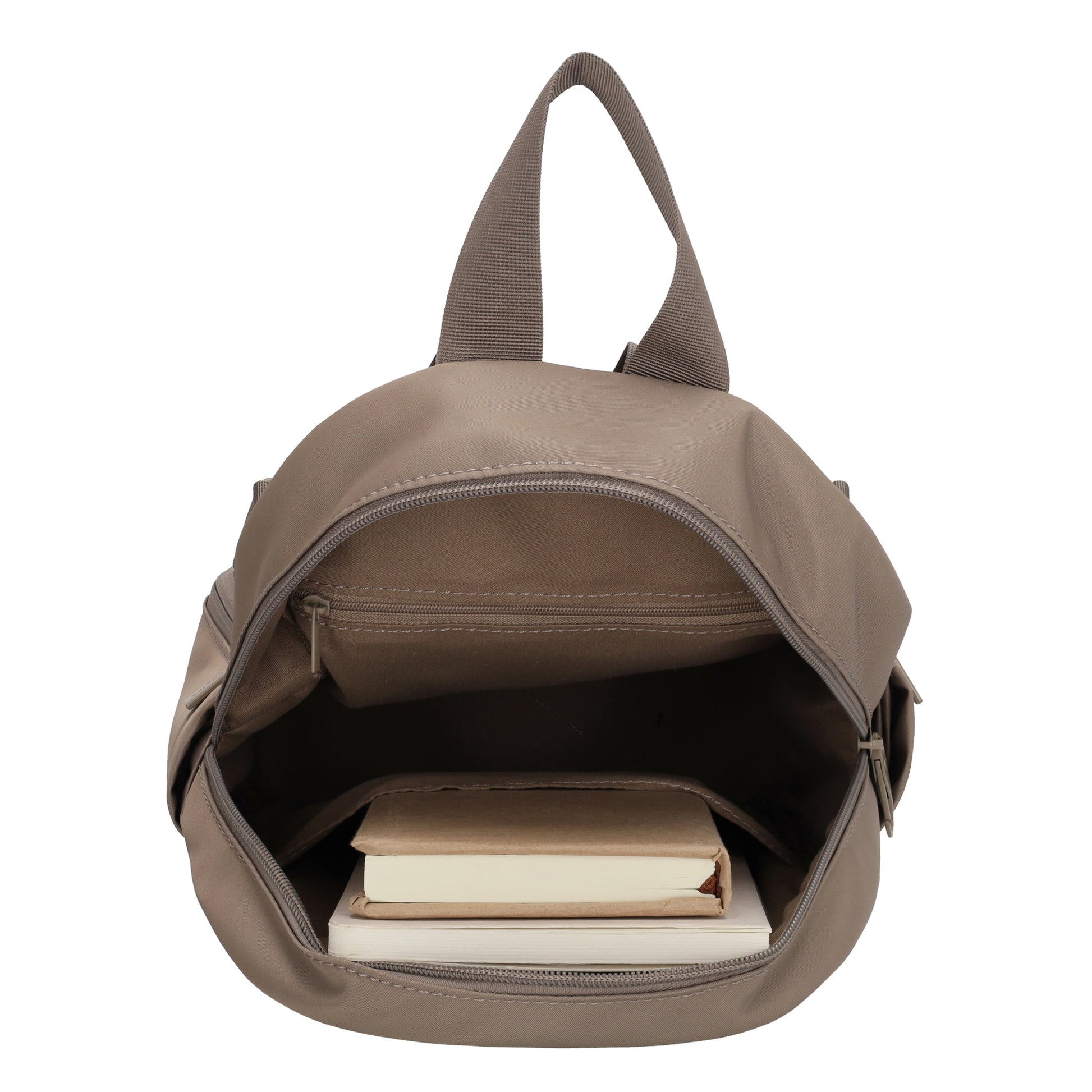 Cityrucksack 29x23cm in Taupe mit Reißverschluss - leder-accessoires.com