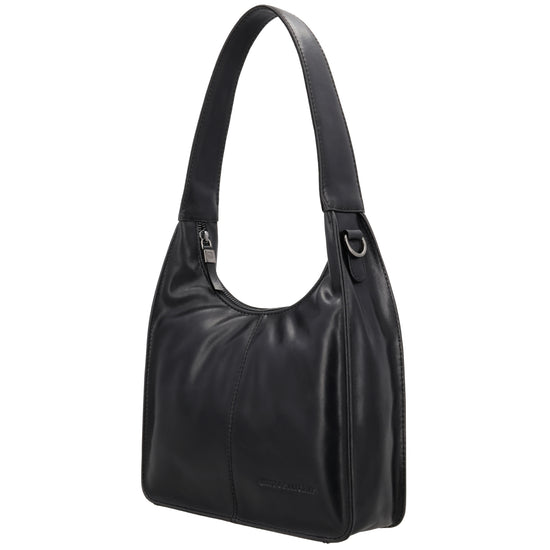 Schultertasche 33x30cm in Schwarz mit separatem Umhängeriemen - leder-accessoires.com