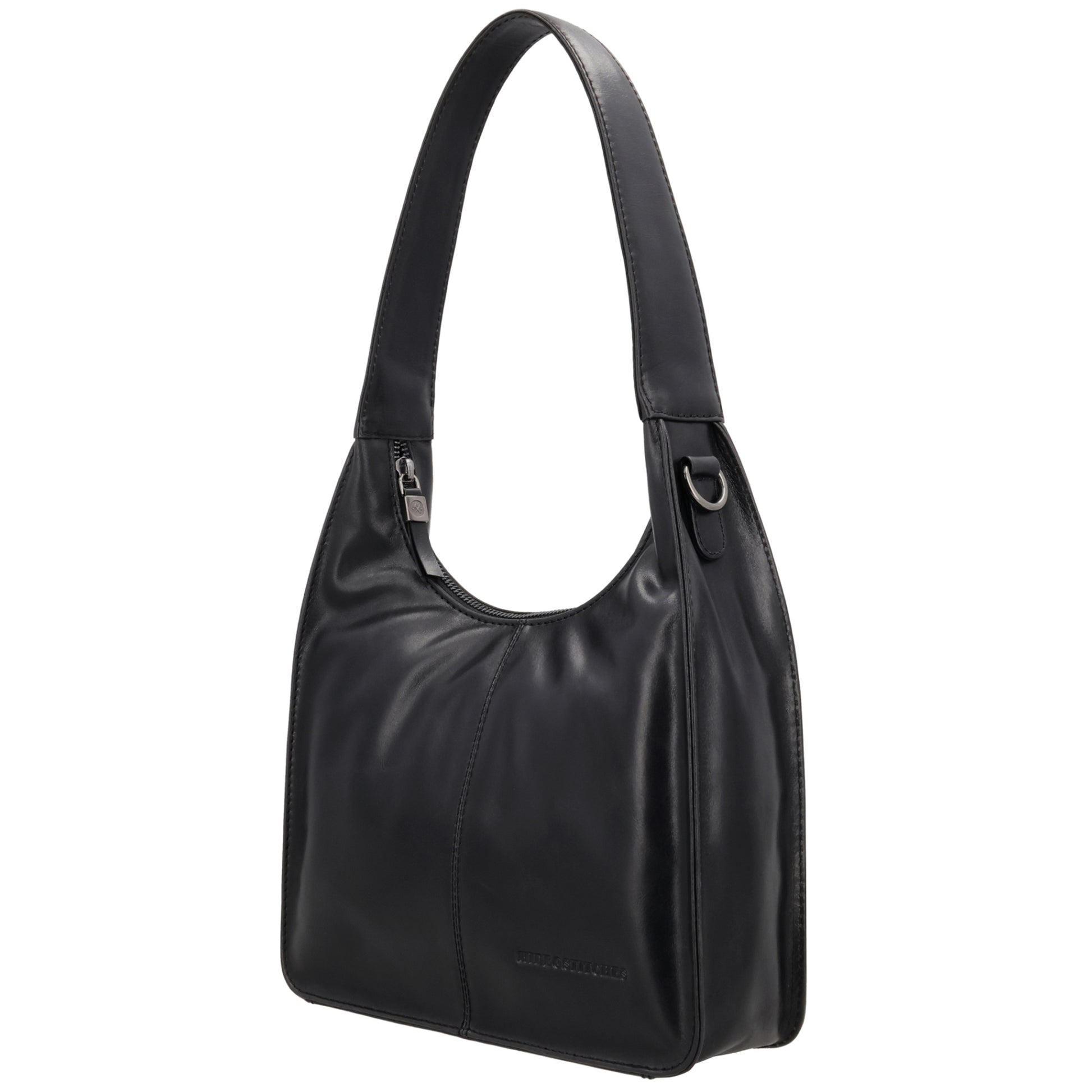 Schultertasche 33x30cm in Schwarz mit separatem Umhängeriemen - leder-accessoires.com