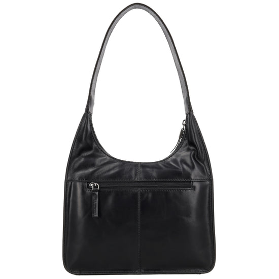 Schultertasche 33x30cm in Schwarz mit separatem Umhängeriemen - leder-accessoires.com