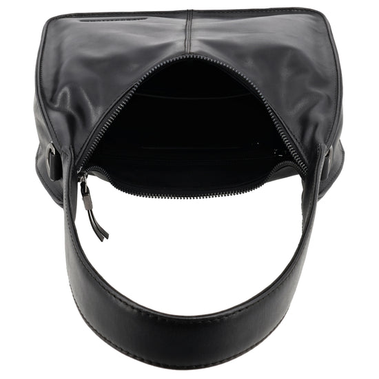 Schultertasche 33x30cm in Schwarz mit separatem Umhängeriemen - leder-accessoires.com