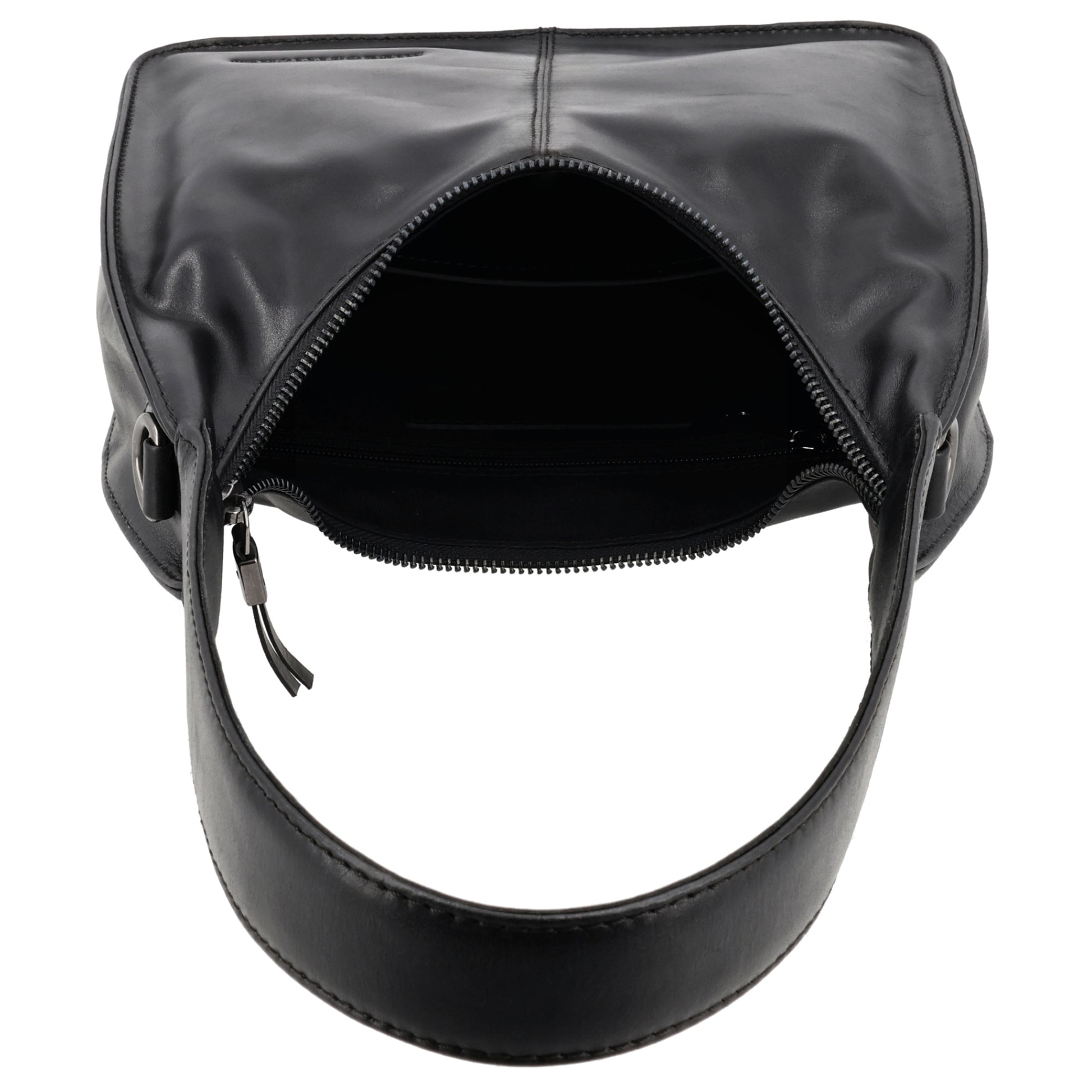 Schultertasche 33x30cm in Schwarz mit separatem Umhängeriemen - leder-accessoires.com