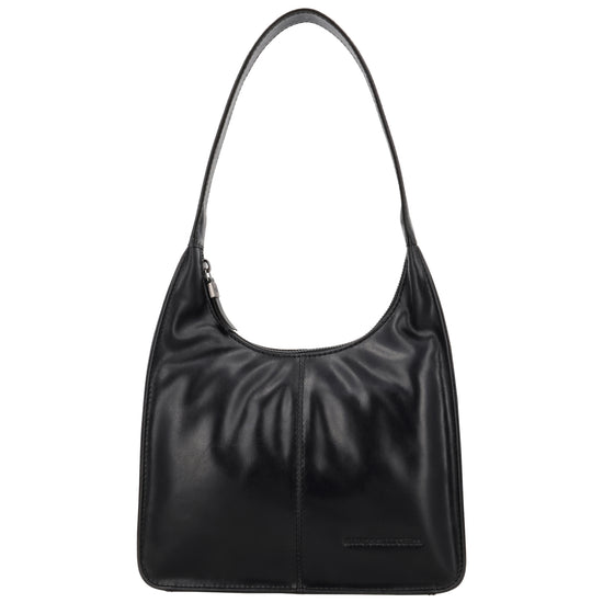 Schultertasche 33x30cm in Schwarz mit separatem Umhängeriemen - leder-accessoires.com