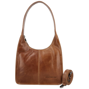 Schultertasche 33x30cm in Cognac mit separatem Umhängeriemen - leder-accessoires.com