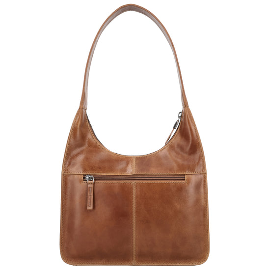 Schultertasche 33x30cm in Cognac mit separatem Umhängeriemen - leder-accessoires.com