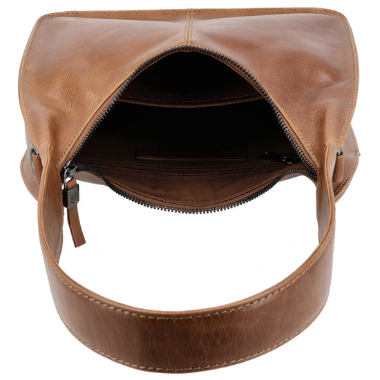 Schultertasche 33x30cm in Cognac mit separatem Umhängeriemen - leder-accessoires.com