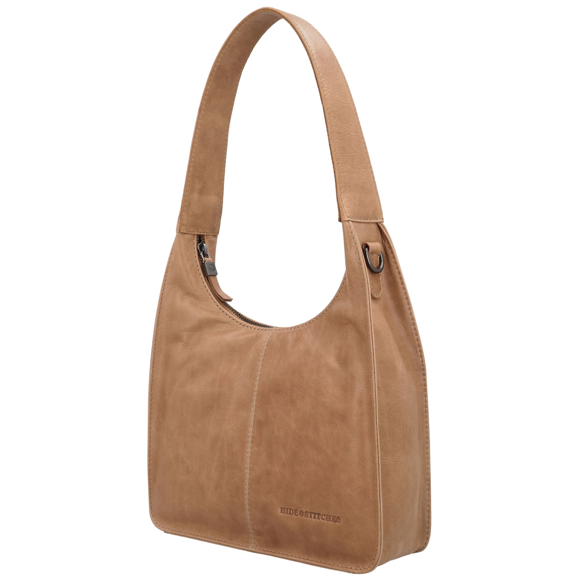 Schultertasche 33x30cm in Taupe mit separatem Umhängeriemen - leder-accessoires.com