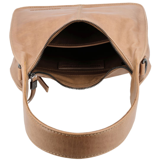 Schultertasche 33x30cm in Taupe mit separatem Umhängeriemen - leder-accessoires.com