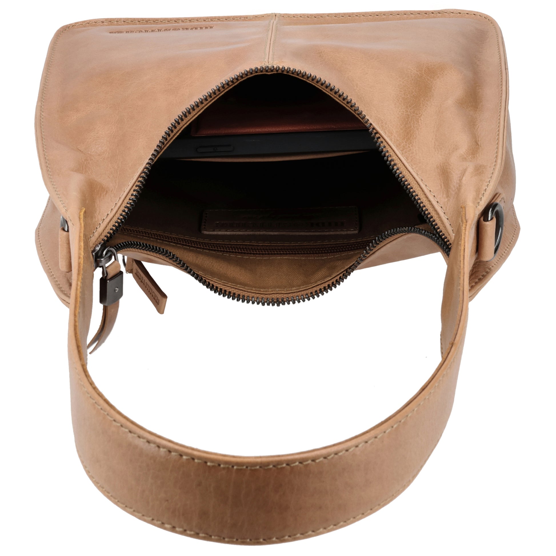 Schultertasche 33x30cm in Taupe mit separatem Umhängeriemen - leder-accessoires.com