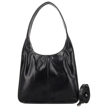 Schultertasche 28x26cm in Schwarz mit separatem Umhängeriemen - leder-accessoires.com