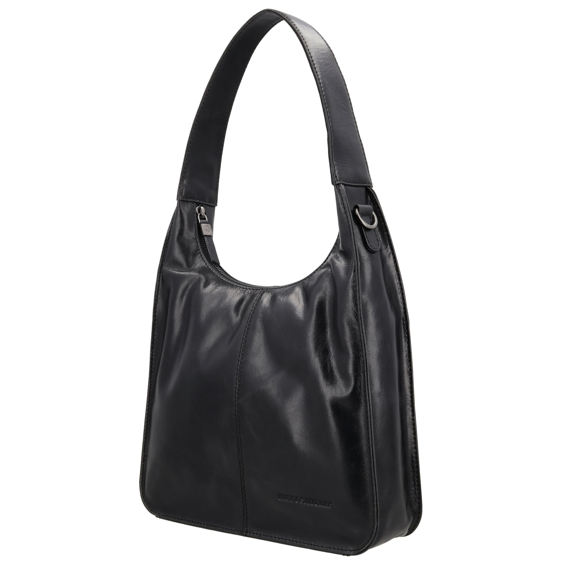 Schultertasche 28x26cm in Schwarz mit separatem Umhängeriemen - leder-accessoires.com