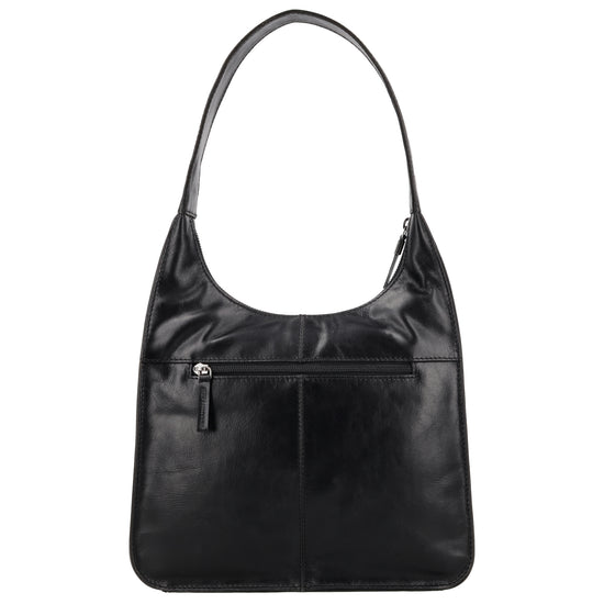 Schultertasche 28x26cm in Schwarz mit separatem Umhängeriemen - leder-accessoires.com