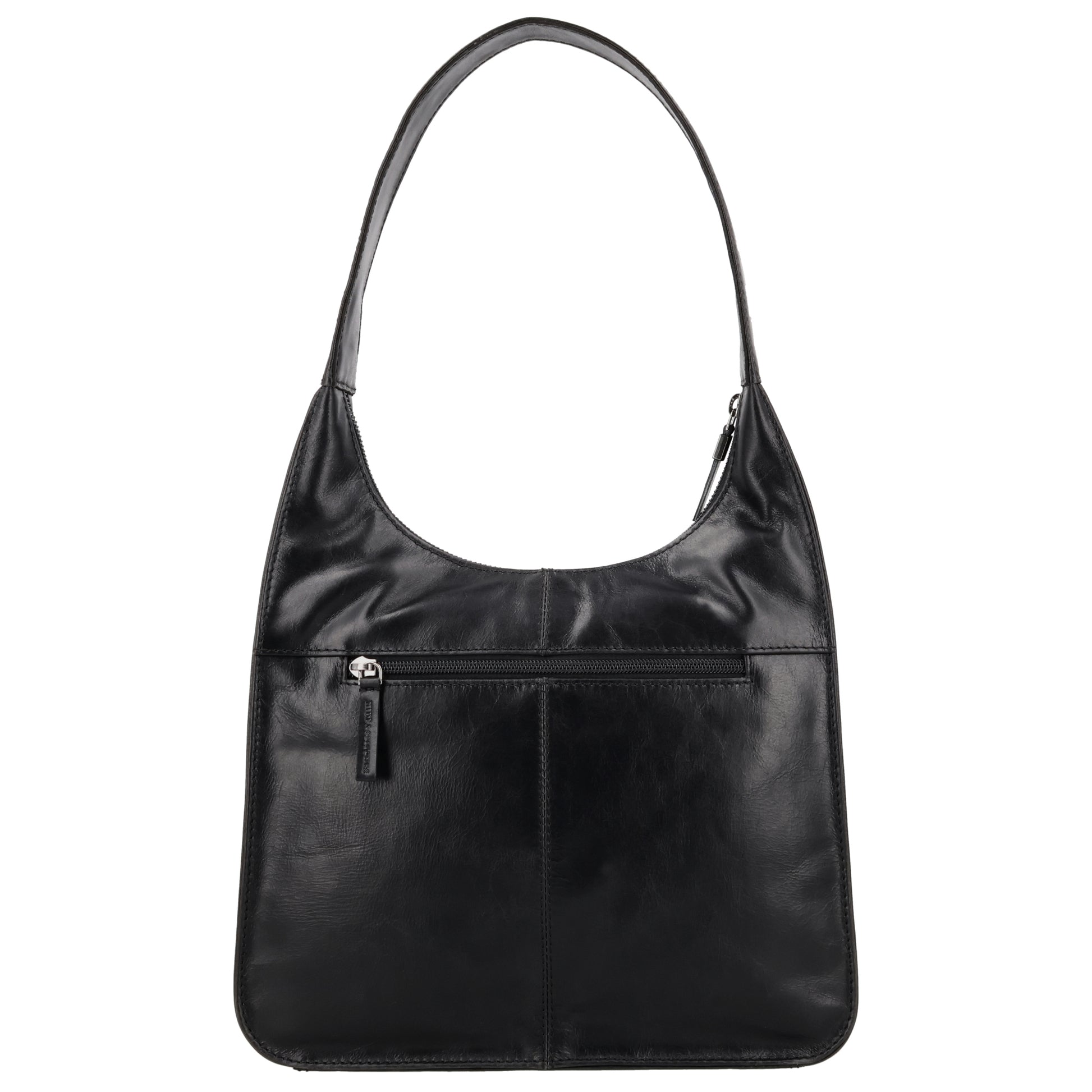Schultertasche 28x26cm in Schwarz mit separatem Umhängeriemen - leder-accessoires.com