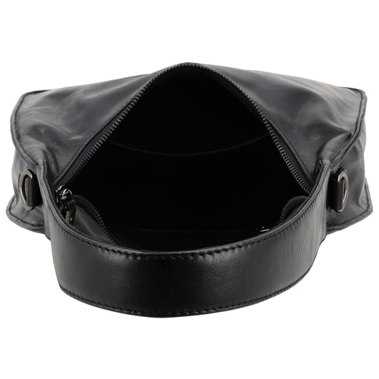 Schultertasche 28x26cm in Schwarz mit separatem Umhängeriemen - leder-accessoires.com