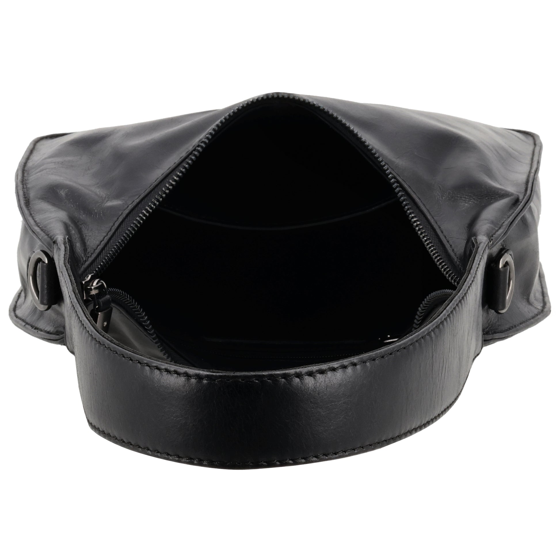 Schultertasche 28x26cm in Schwarz mit separatem Umhängeriemen - leder-accessoires.com