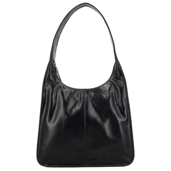 Schultertasche 28x26cm in Schwarz mit separatem Umhängeriemen - leder-accessoires.com