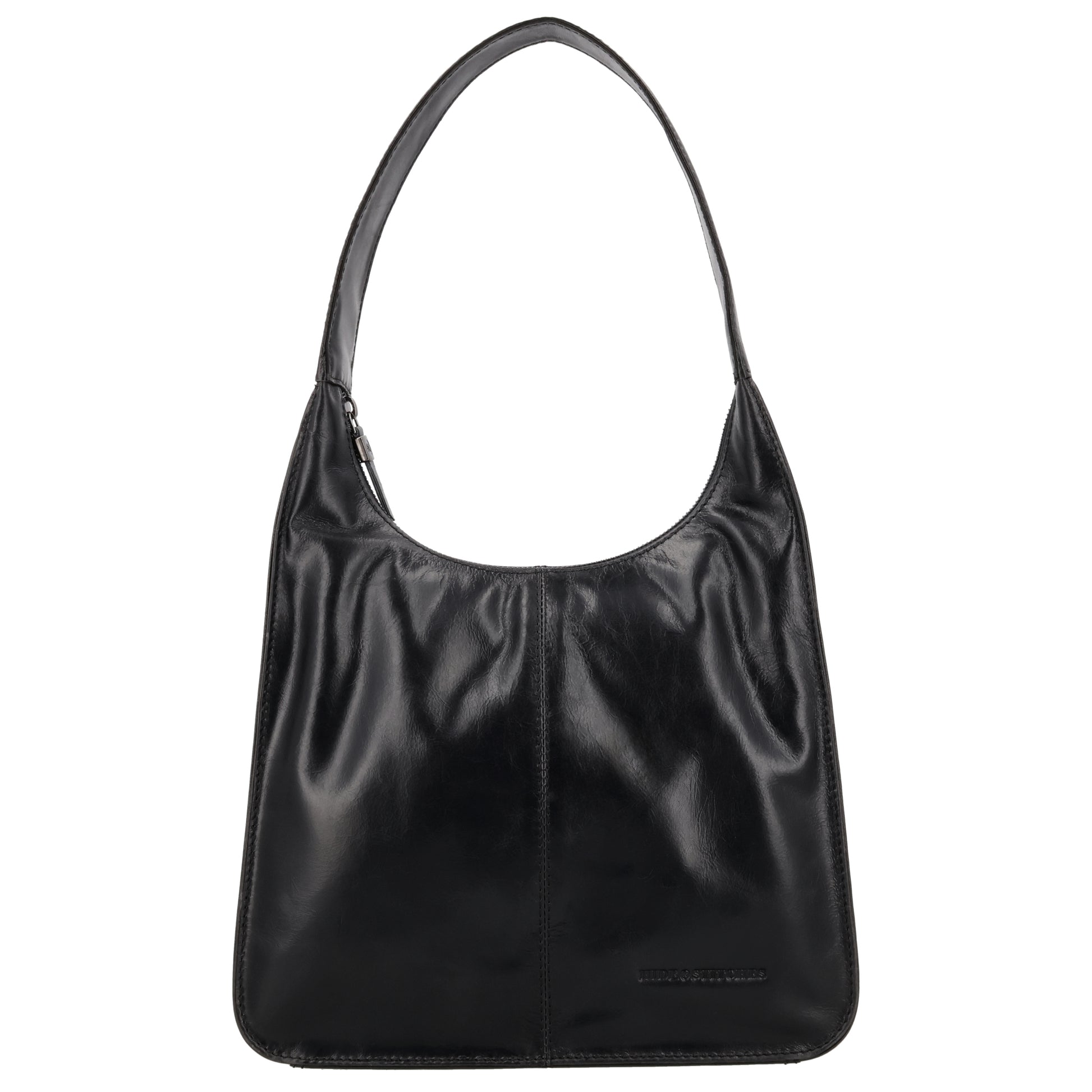 Schultertasche 28x26cm in Schwarz mit separatem Umhängeriemen - leder-accessoires.com