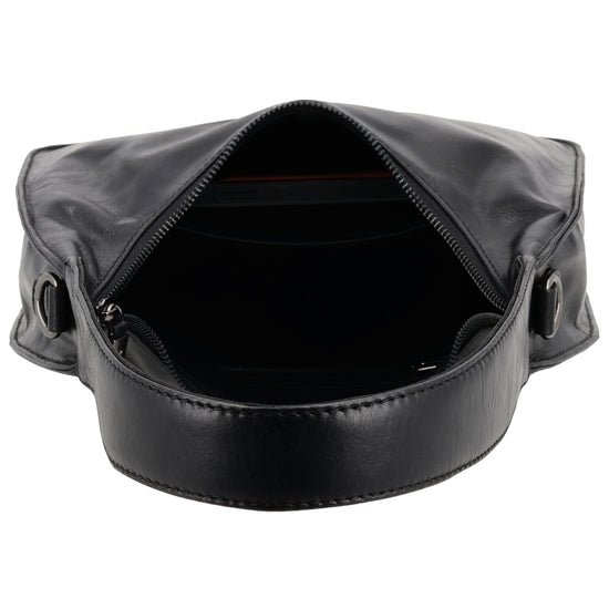 Schultertasche 28x26cm in Schwarz mit separatem Umhängeriemen - leder-accessoires.com