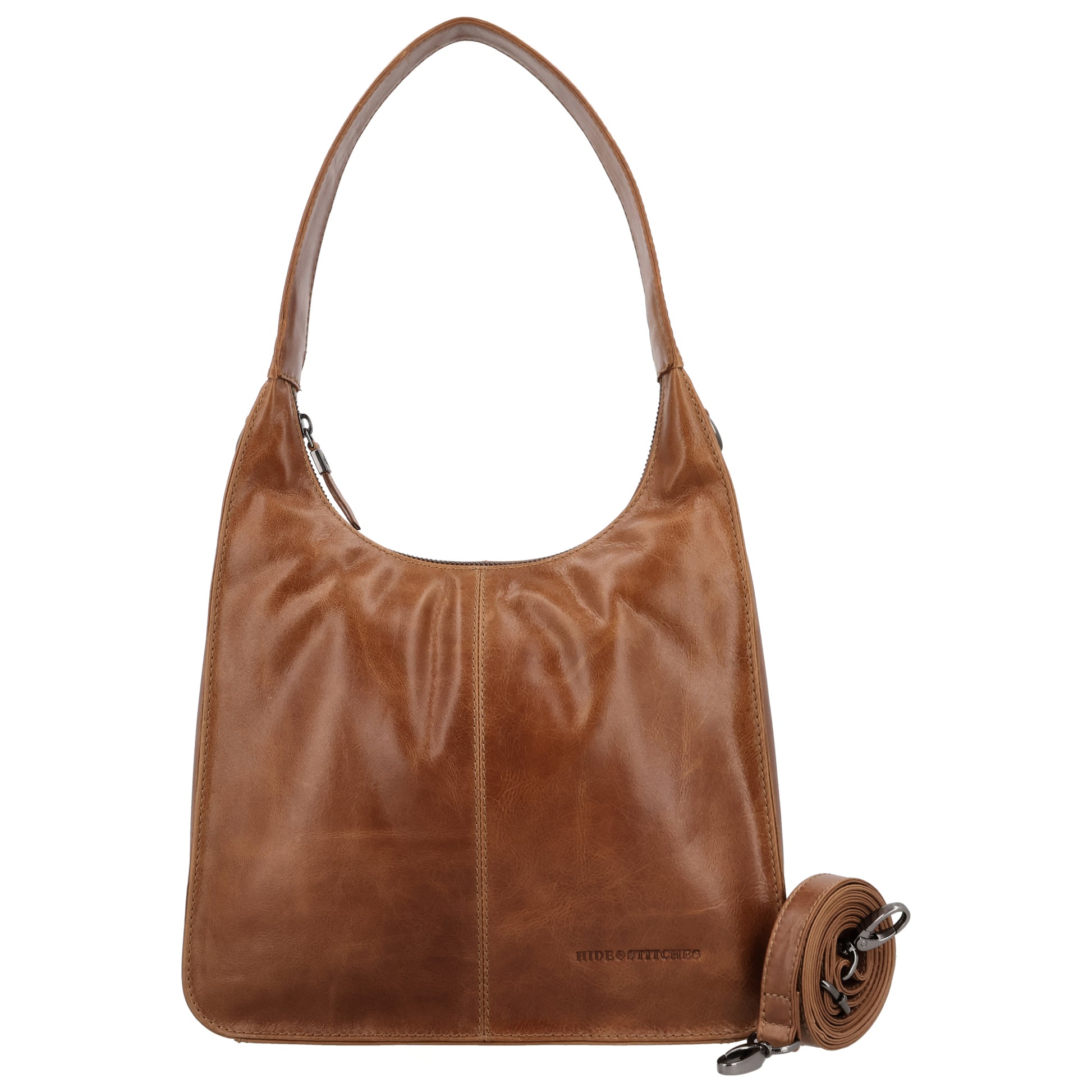 Schultertasche 28x26cm in Braun mit separatem Umhängeriemen - leder-accessoires.com