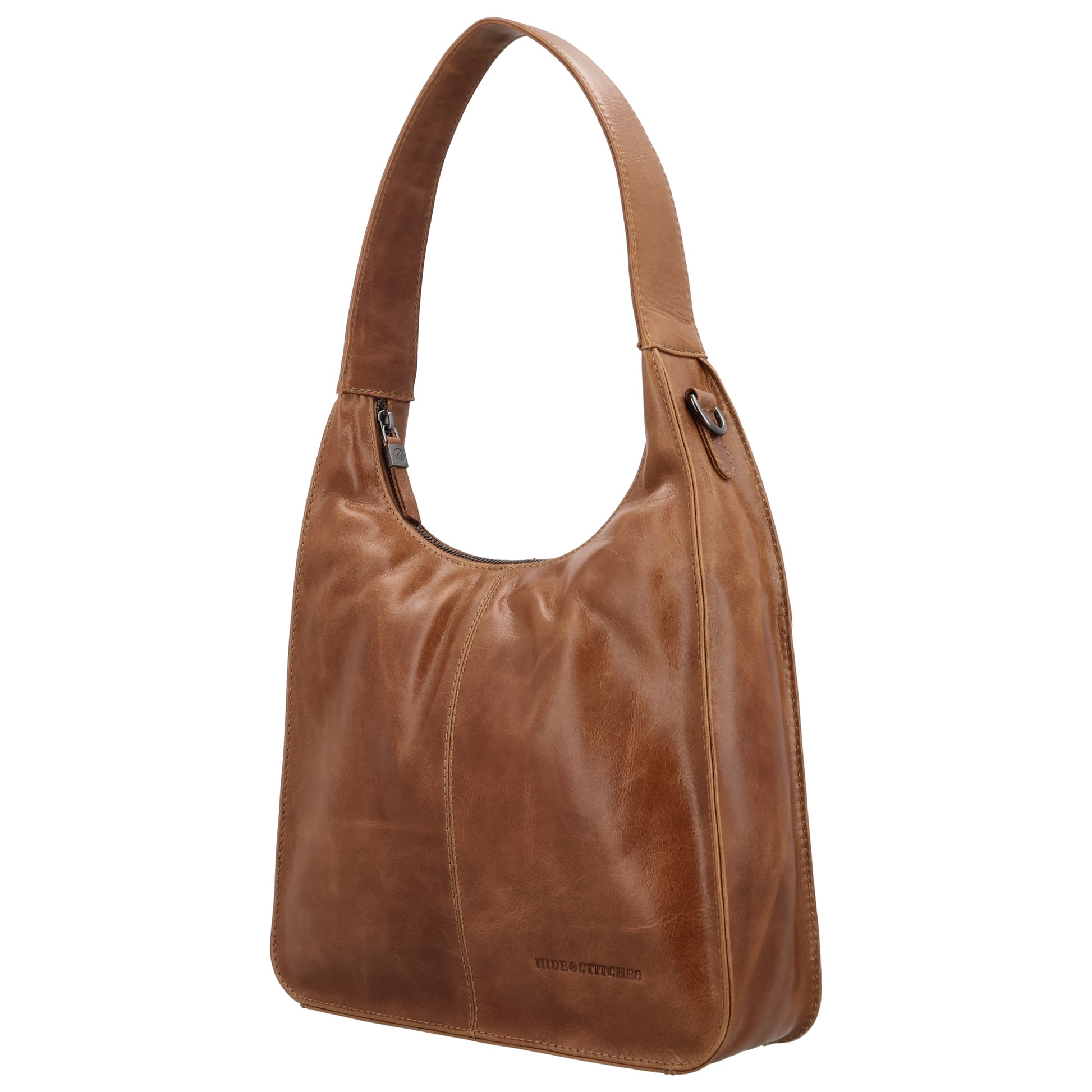 Schultertasche 28x26cm in Braun mit separatem Umhängeriemen - leder-accessoires.com