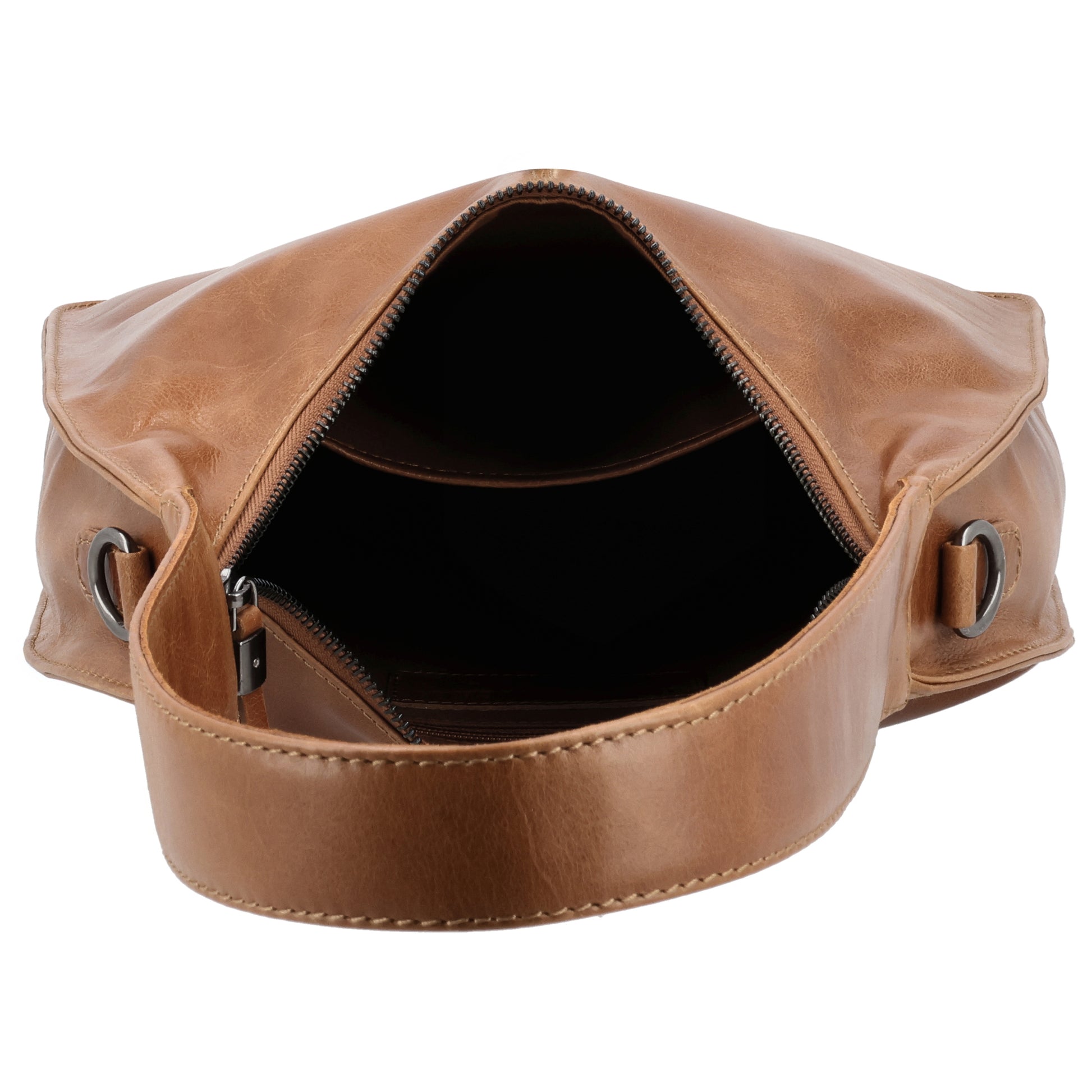 Schultertasche 28x26cm in Braun mit separatem Umhängeriemen - leder-accessoires.com