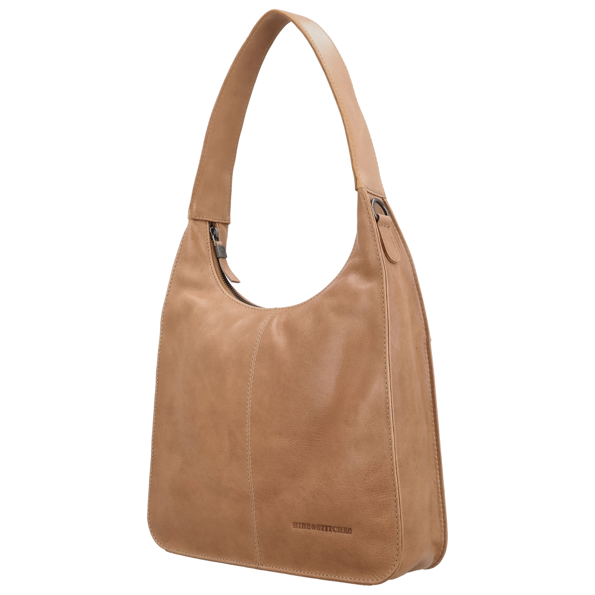 Schultertasche 28x26cm in Taupe mit separatem Umhängeriemen - leder-accessoires.com