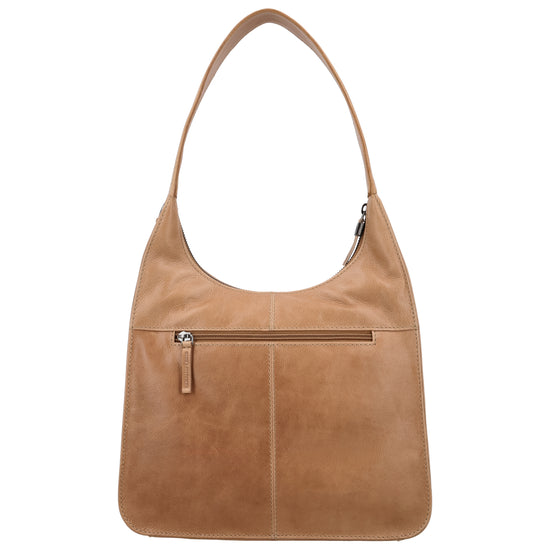 Schultertasche 28x26cm in Taupe mit separatem Umhängeriemen - leder-accessoires.com