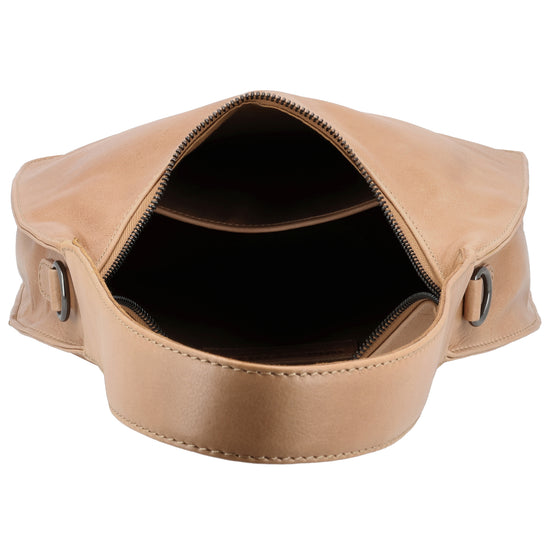 Schultertasche 28x26cm in Taupe mit separatem Umhängeriemen - leder-accessoires.com