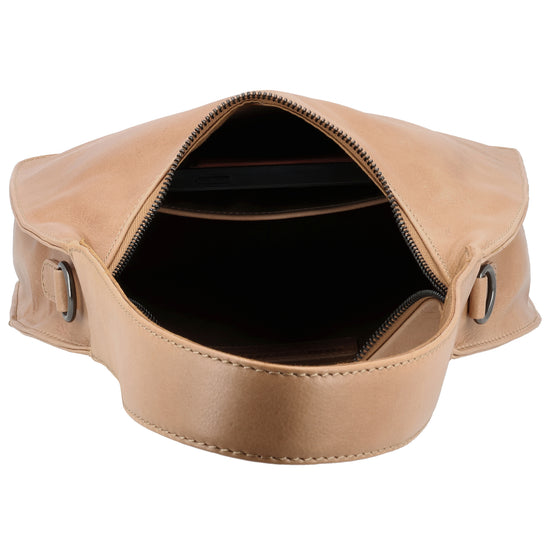 Schultertasche 28x26cm in Taupe mit separatem Umhängeriemen - leder-accessoires.com