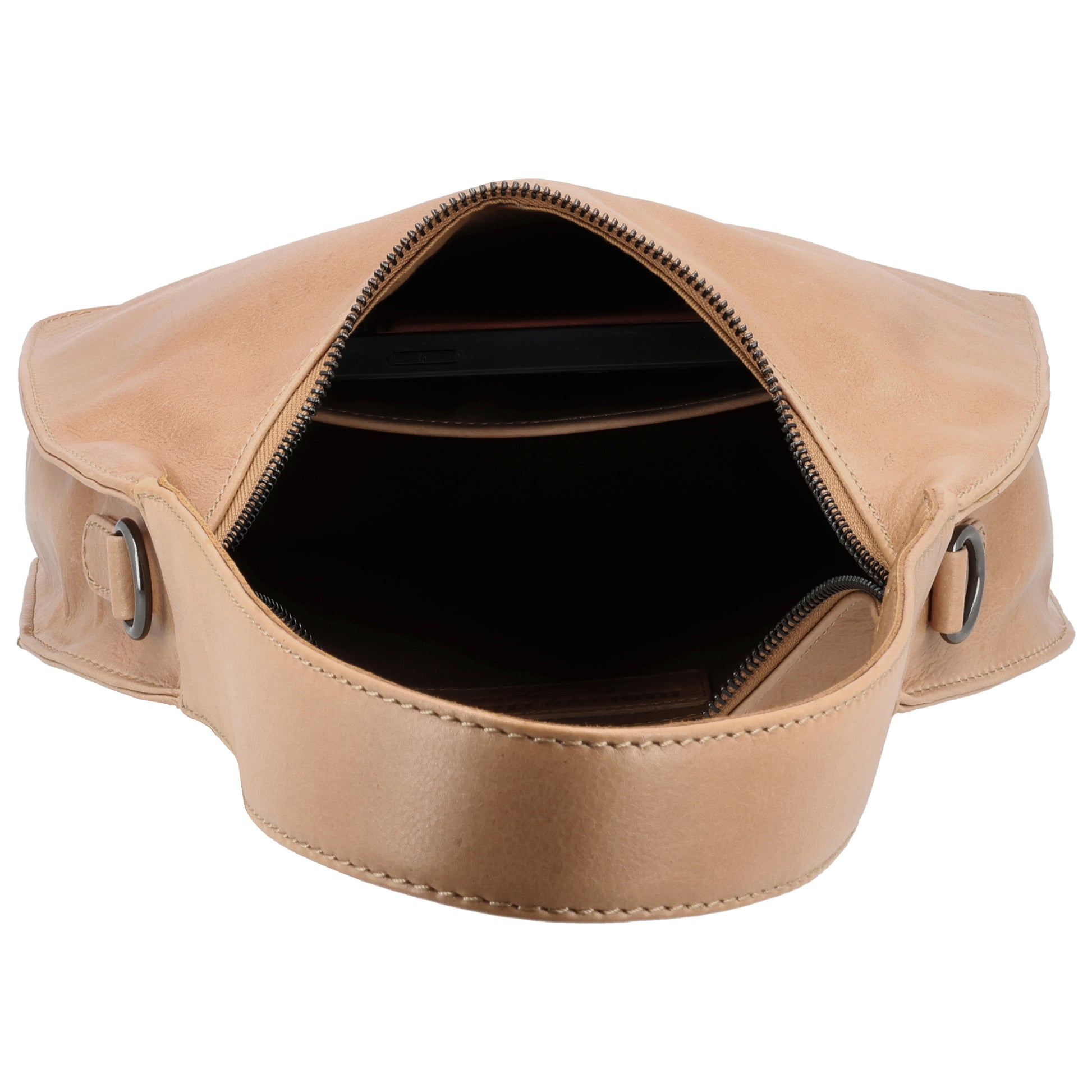 Schultertasche 28x26cm in Taupe mit separatem Umhängeriemen - leder-accessoires.com