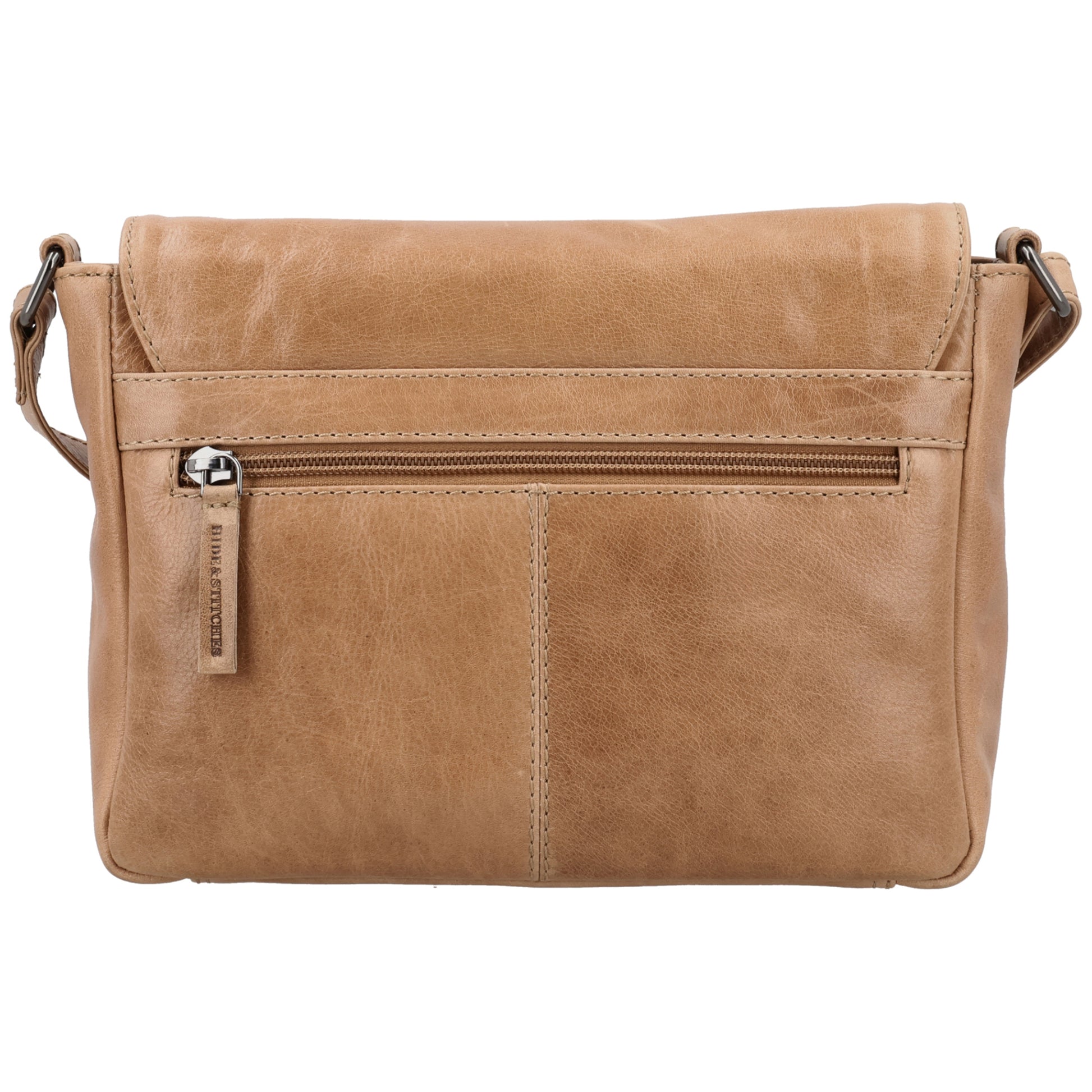 Umhängetasche Leder 25x19x7,5cm in Taupe mit Überschlag - leder-accessoires.com
