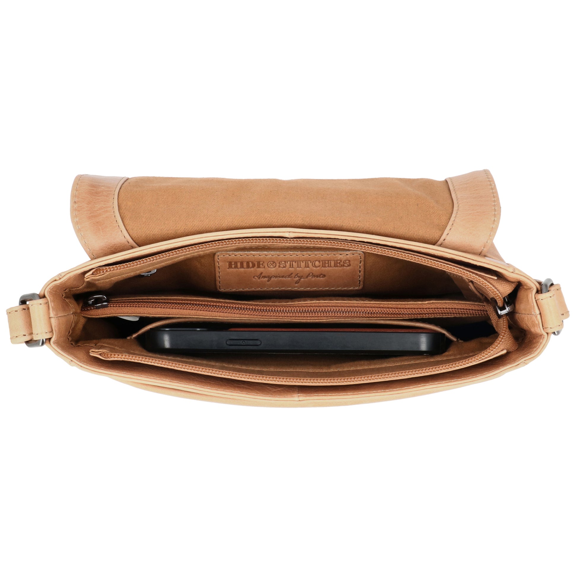 Umhängetasche Leder 25x19x7,5cm in Taupe mit Überschlag - leder-accessoires.com