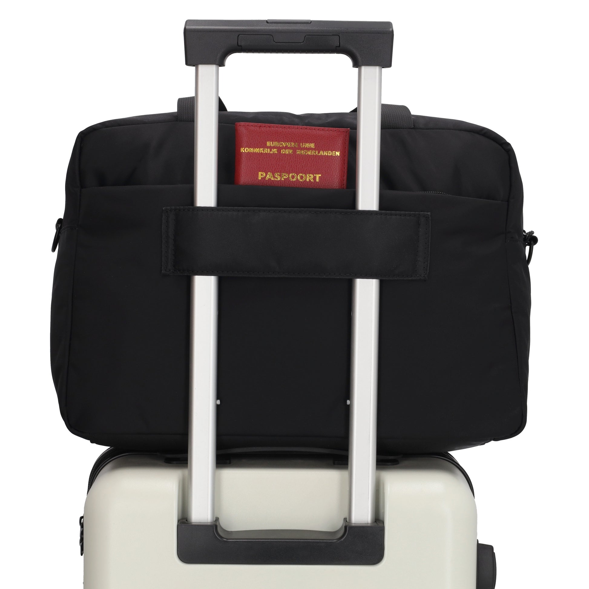 Reisetasche 41 x 28cm in Schwarz mit Aufsteckfunktion - leder-accessoires.com