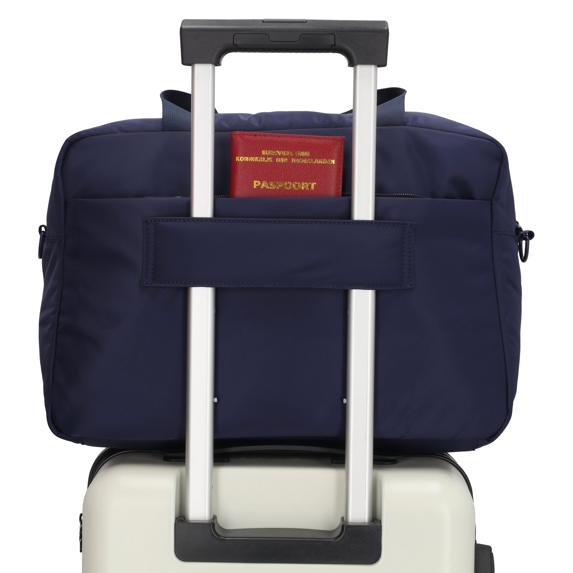 Reisetasche 41 x 28cm in Dunkelblau mit Aufsteckfunktion - leder-accessoires.com