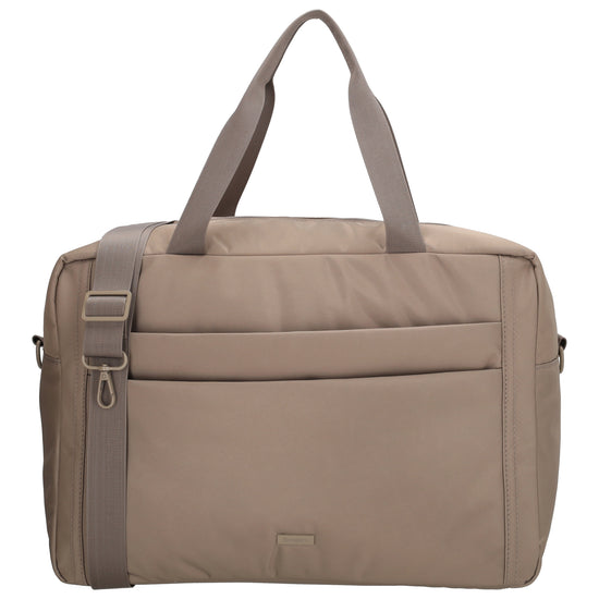Reisetasche 41 x 28cm in Taupe mit Aufsteckfunktion - leder-accessoires.com