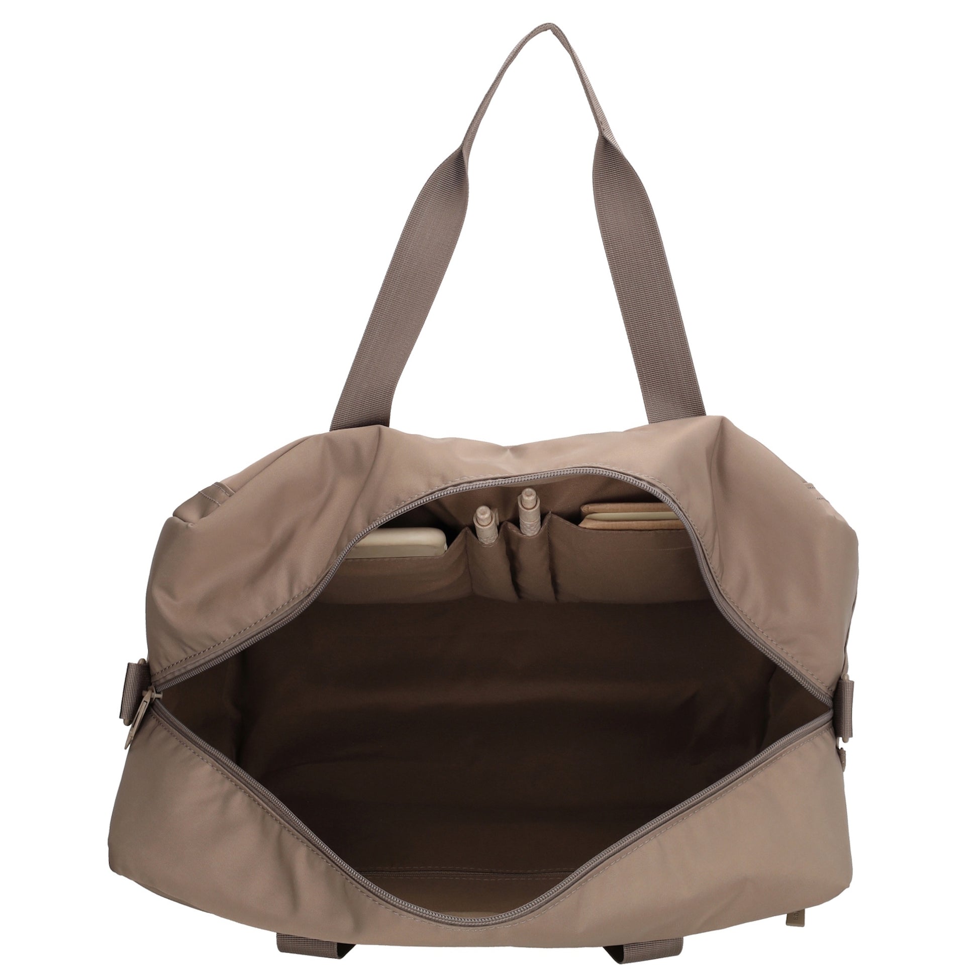 Reisetasche 41 x 28cm in Taupe mit Aufsteckfunktion - leder-accessoires.com