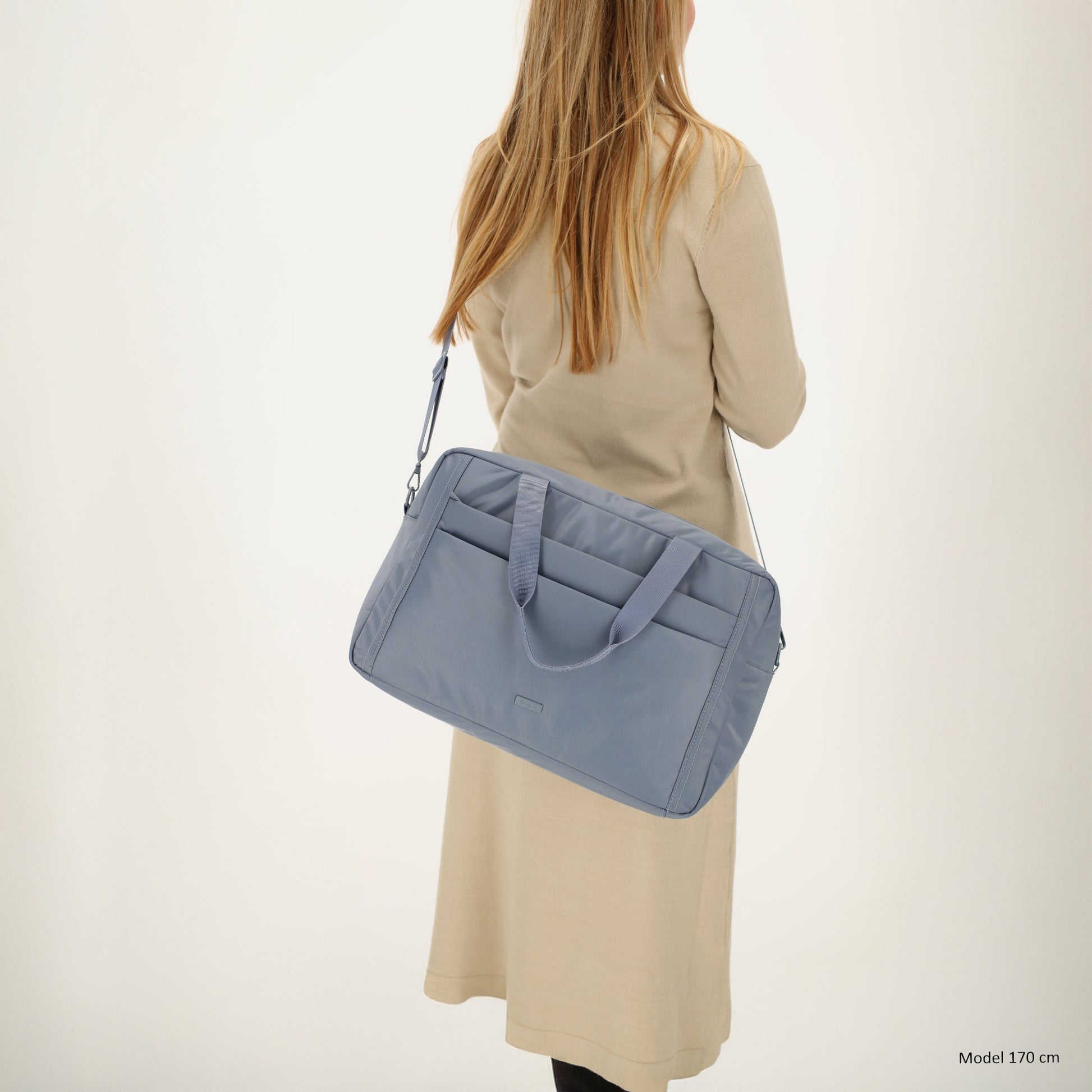 Reisetasche 41 x 28cm in Jeansblau mit Aufsteckfunktion - leder-accessoires.com