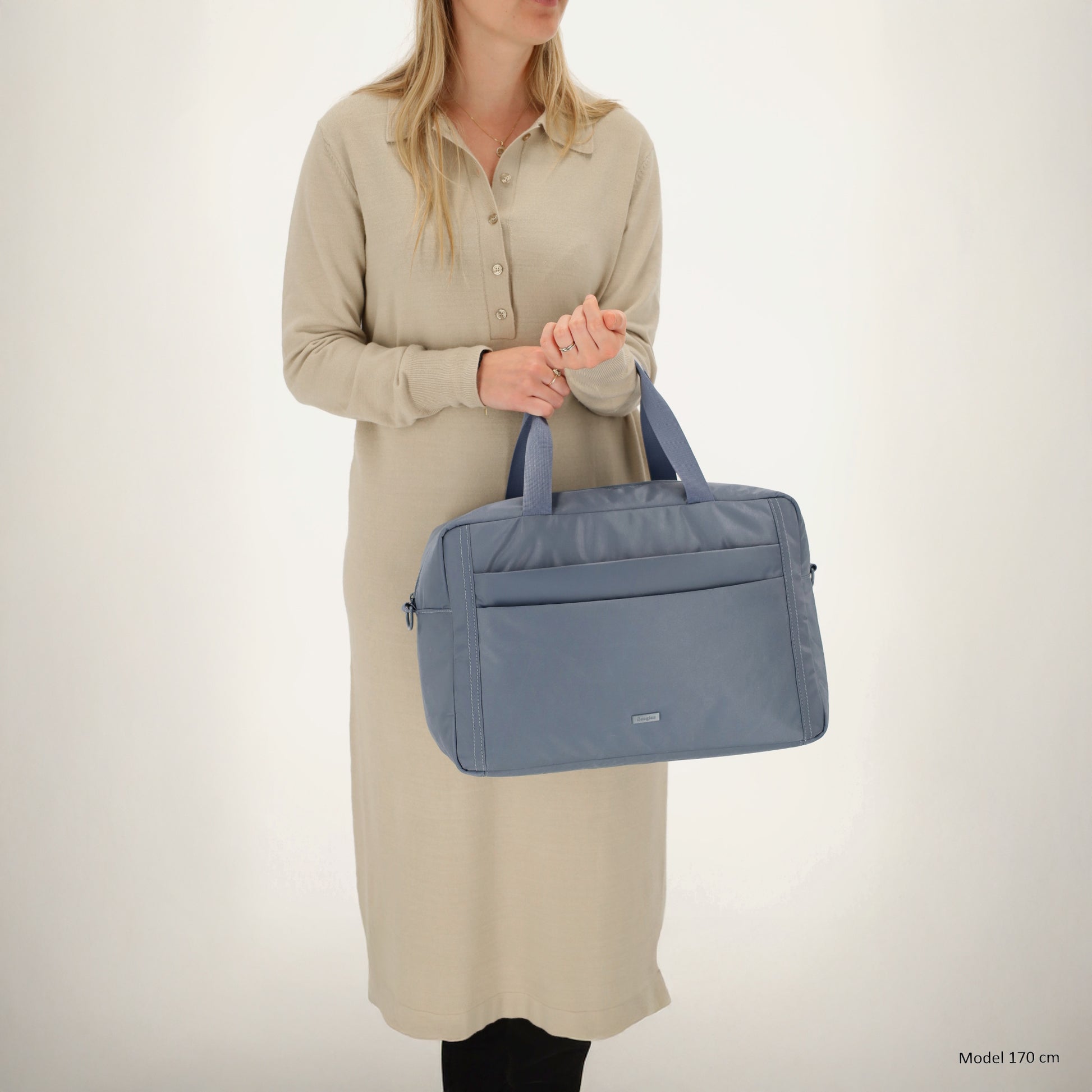 Reisetasche 41 x 28cm in Jeansblau mit Aufsteckfunktion - leder-accessoires.com