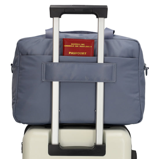 Reisetasche 41 x 28cm in Jeansblau mit Aufsteckfunktion - leder-accessoires.com