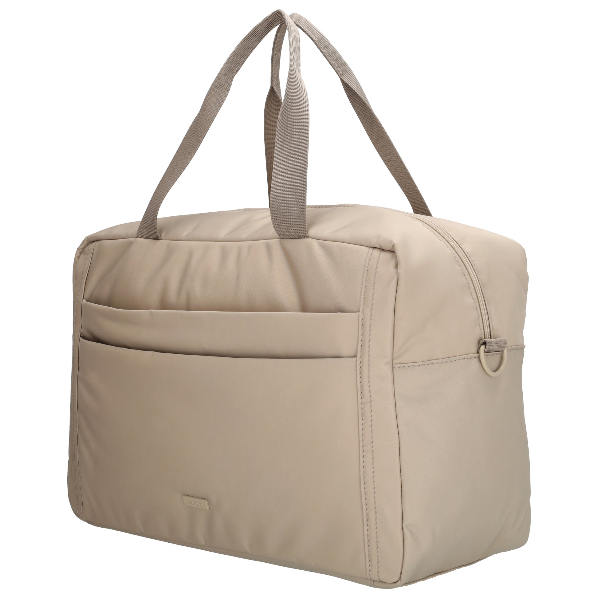 Reisetasche 41 x 28cm in Helltaupe mit Aufsteckfunktion - leder-accessoires.com
