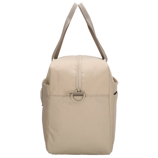Reisetasche 41 x 28cm in Helltaupe mit Aufsteckfunktion - leder-accessoires.com