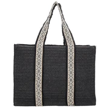 Basttasche & Strandtasche 50x37cm in Schwarz – stilvoll durch den Sommer