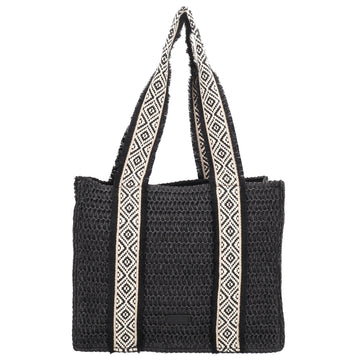 Ibiza Basttasche Schwarz 35x28cm – Shopper & Strandtasche mit Schultergurt