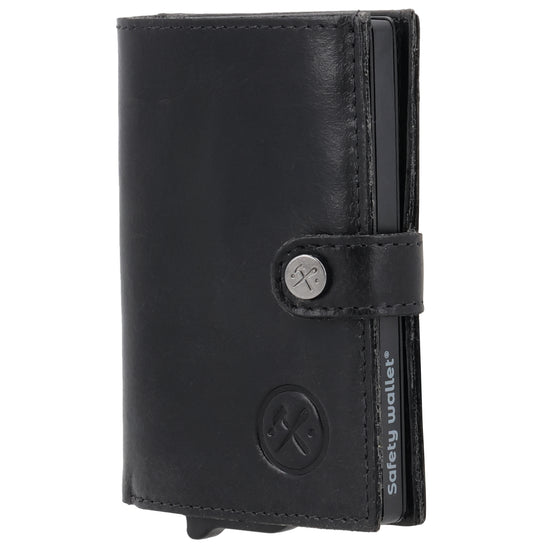 Safety Wallet Schwarz – Kartenhalter Leder mit RFID Schutz - leder-accessoires.com