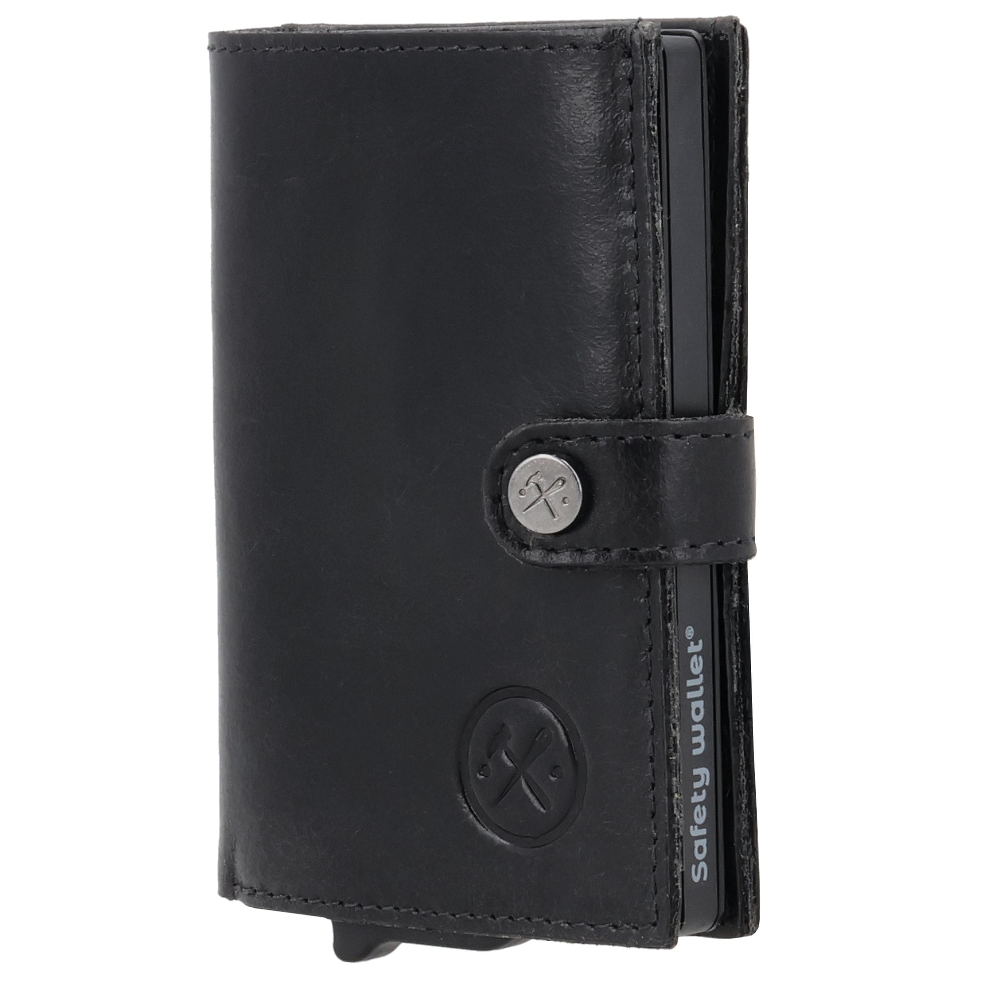 Safety Wallet Schwarz – Kartenhalter Leder mit RFID Schutz - leder-accessoires.com