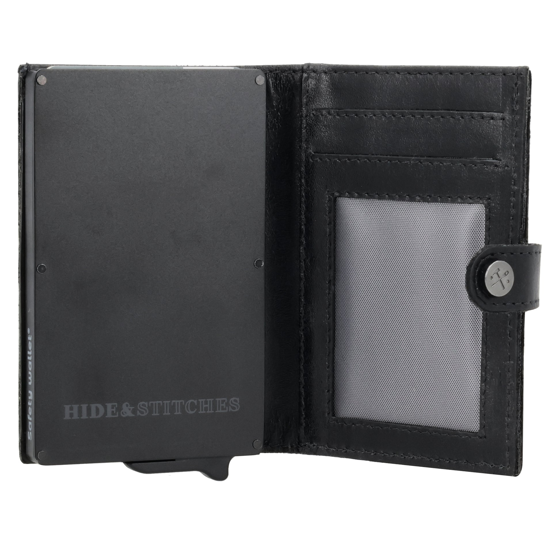 Safety Wallet Schwarz – Kartenhalter Leder mit RFID Schutz - leder-accessoires.com