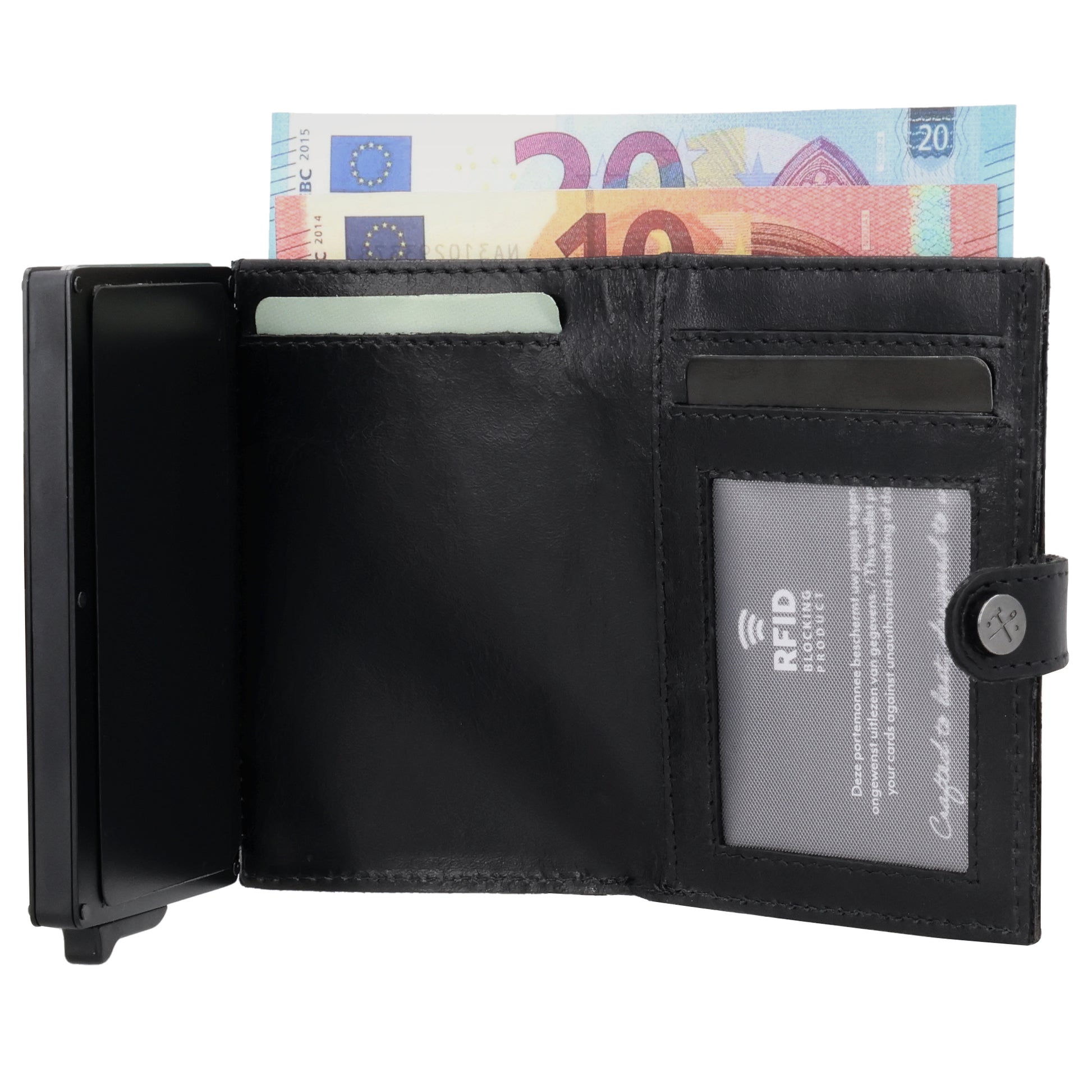 Safety Wallet Schwarz – Kartenhalter Leder mit RFID Schutz - leder-accessoires.com