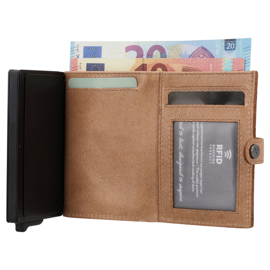 Safety Wallet Natur – Kartenhalter Leder mit RFID Schutz - leder-accessoires.com