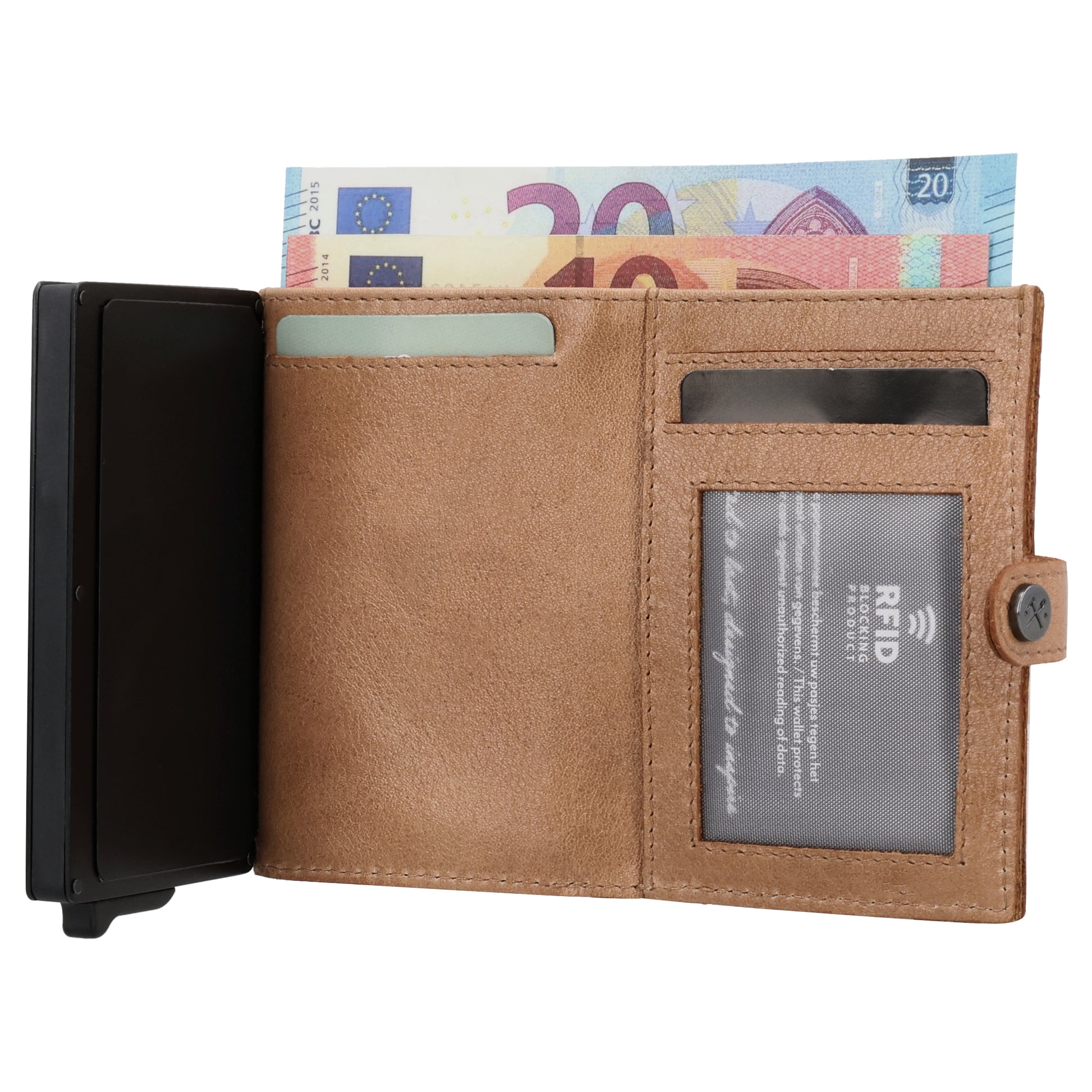 Safety Wallet Natur – Kartenhalter Leder mit RFID Schutz - leder-accessoires.com